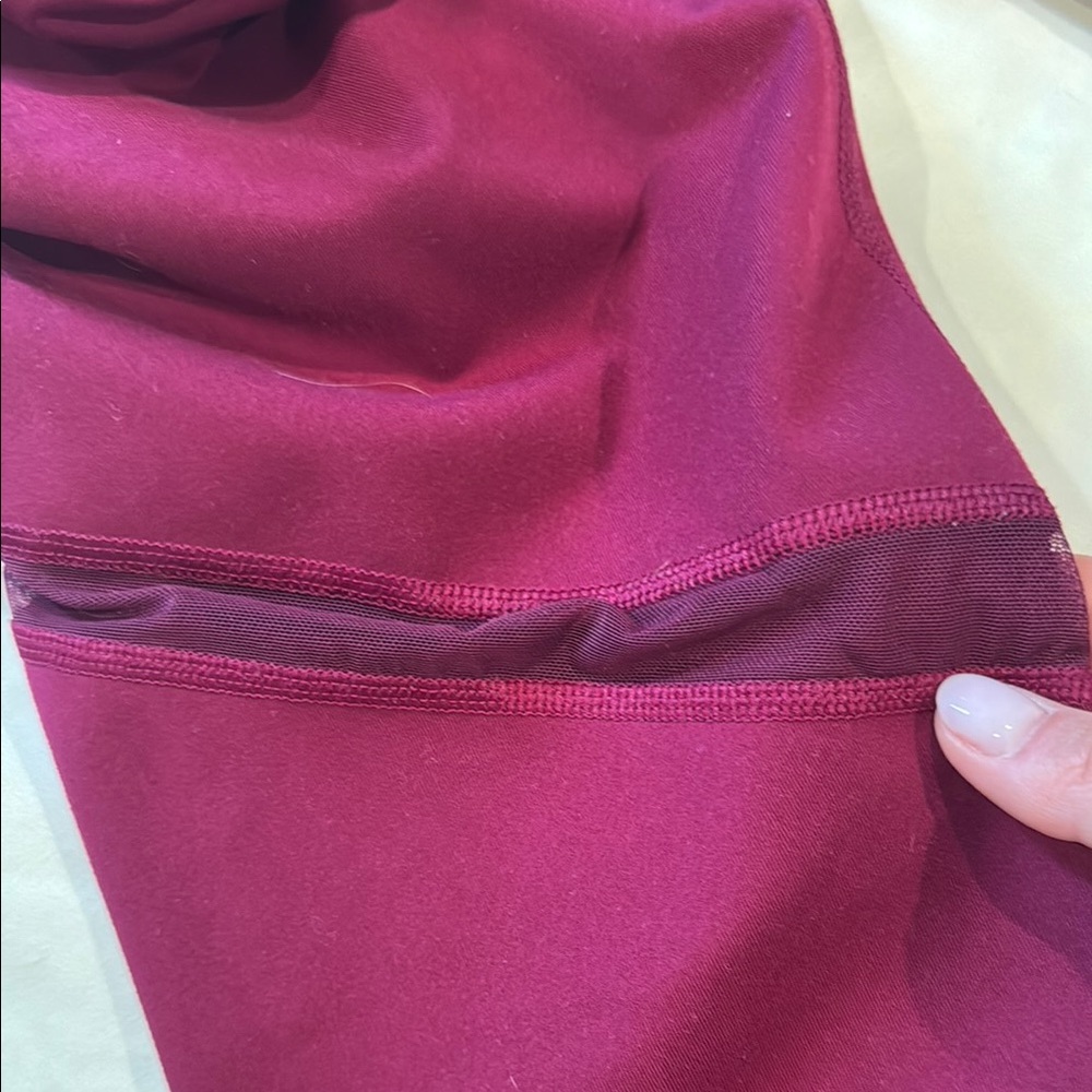 Burgundy Leggings with Mesh Accents - Picture 3 of 3